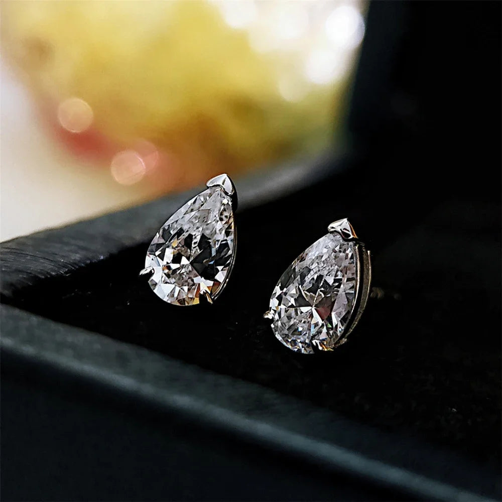 Pear Cut Moissanite Diamond Stud Earrings. 1.0 To 4.0 Carat With Certificates.