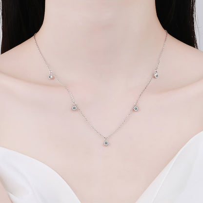 Moissanit-Diamant-Halsketten. Platiniertes Silber.