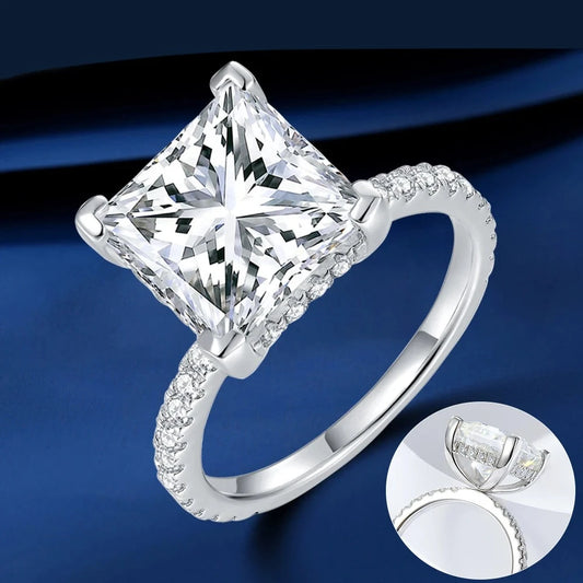 Luxurious Moissanite Rings for Women. Princess Cut. 5.52 Carat. D VVS1.