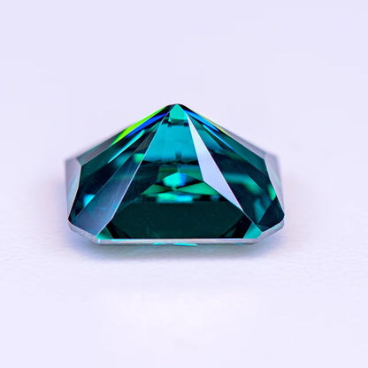 Loose Moissanite. Emerald Green Color. Radiant Cut. 1.0 To 5.0 Carat.