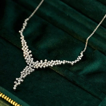 Luxury Diamond Necklace. 3.20 Carat. Natural Diamond Jewelry.