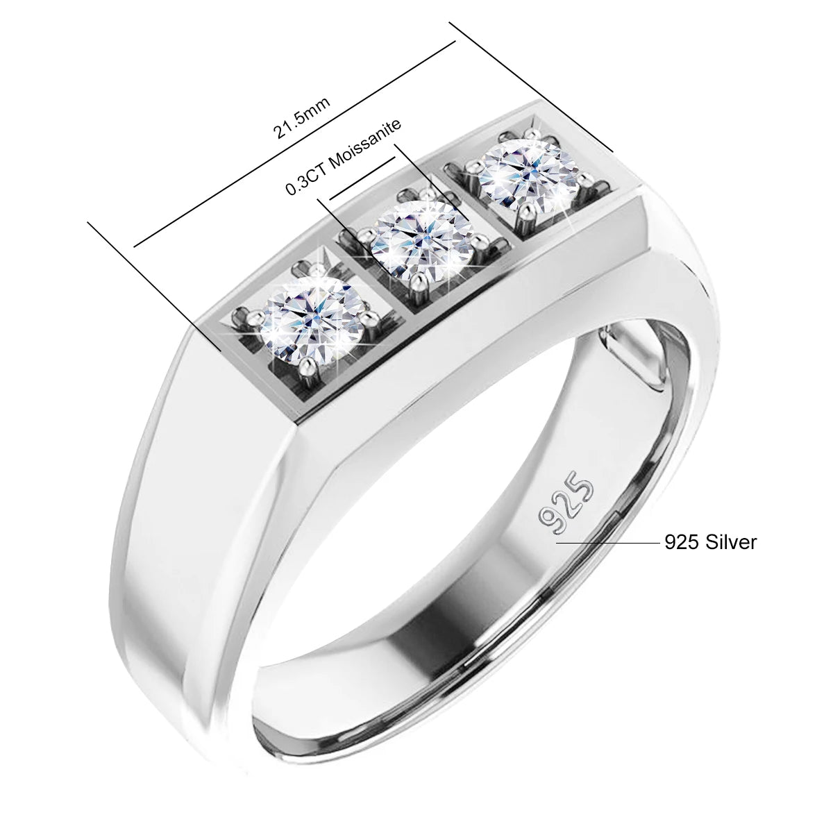 Premium 3 Stone Moissanite Ring | Unisex Style & Elegance
