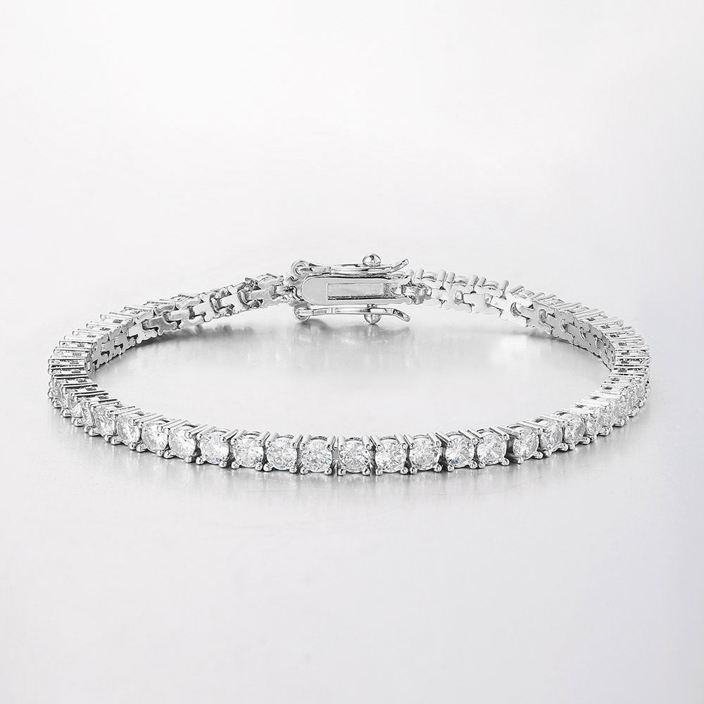 Luxury Moissanite Tennis Bracelets. D VVS1. 18K Yellow or White Gold Plated Silver.