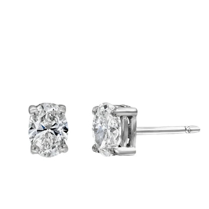 Oval Cut Diamond Earrings - Lab-Grown Diamond 0.20 To 1.0 Carat.