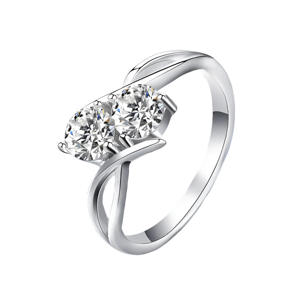 Elegant Two-Stone Moissanite Diamond Rings - Timeless Sparkle.