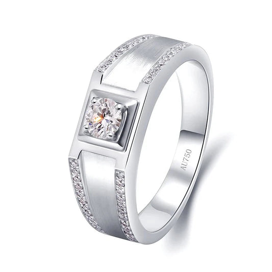 Men's Diamond Rings - 14K White Gold. Lab-Grown Diamond.
