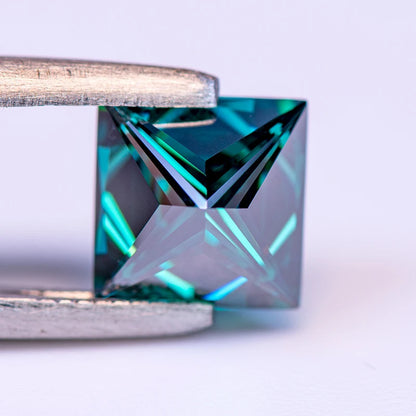 Loose Moissanite. Emerald Green Color. Princess Cut. 1.0 To 5.0 Carat.