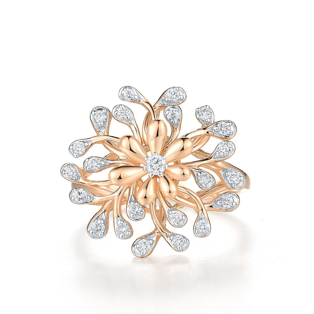 Luxury Natural Diamond Engagement Rings. 14K Rose Gold.