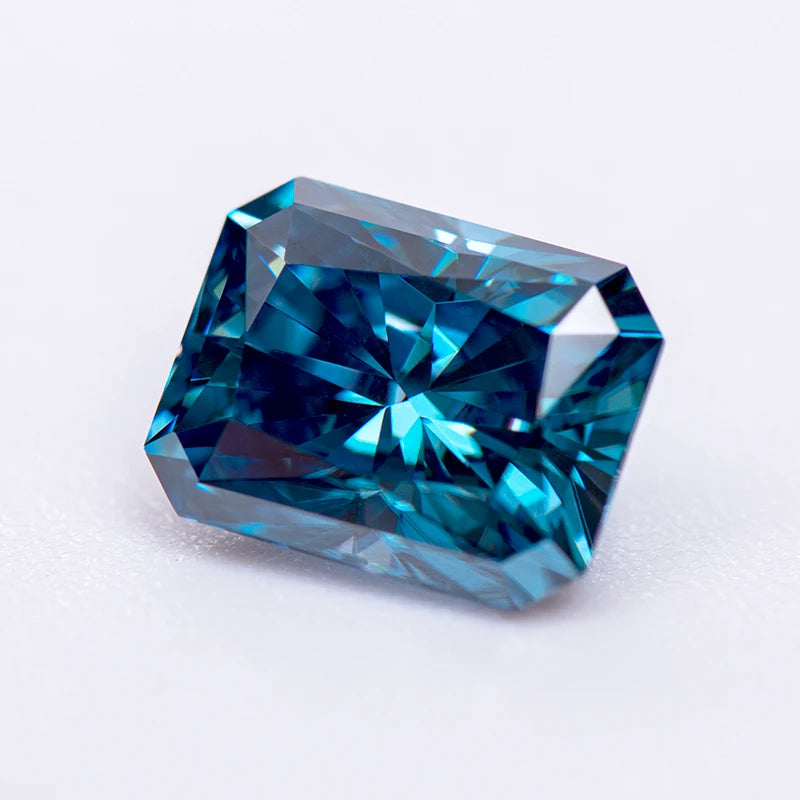 Loose Moissanite Stone. Sapphire Blue Color. Radiant Cut. 0.50 To 5.0 Carat