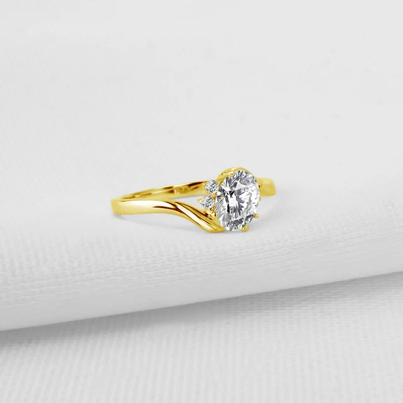 Gold Engagement Rings. 0.50 Carat Oval Shaped Moissanite. D VVS1.