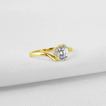 Gold Engagement Rings. 0.50 Carat Oval Shaped Moissanite. D VVS1.