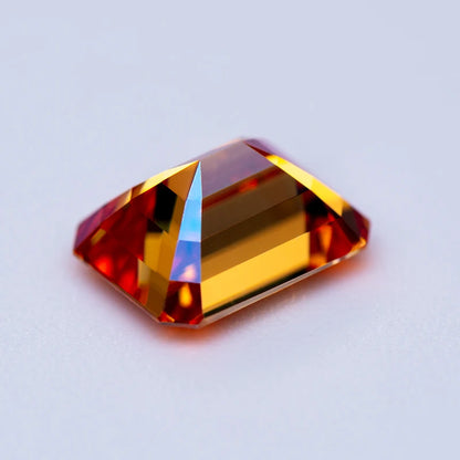 Loose Moissanite Stone. Orange Color. Emerald Cut. 0.50 To 5.0 Carat.