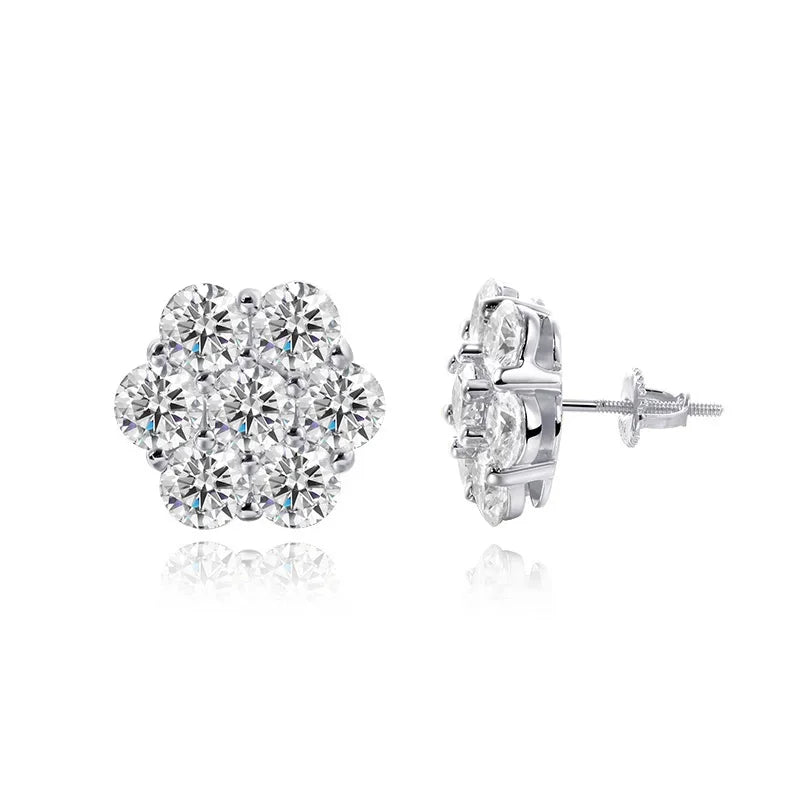 Moissanite Stud Earrings. Elegant Moissanite Earrings. 7.0 Carat D VVS1.