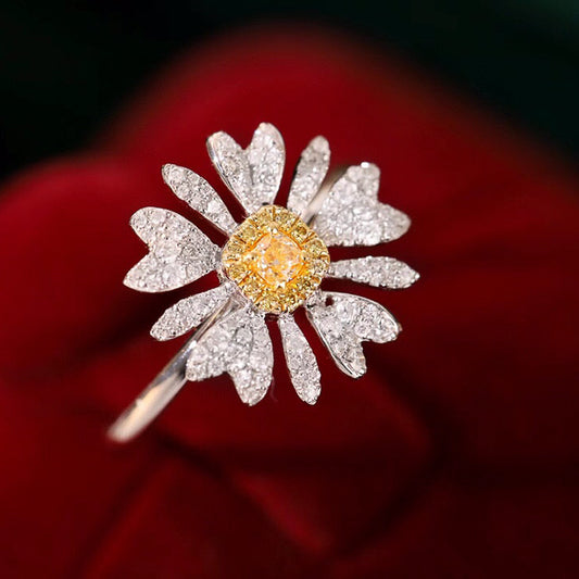 Luxury Diamond Engagement Rings. Yellow and White Natural Diamond.