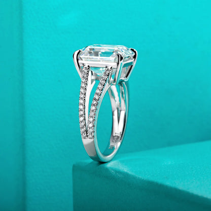 Emerald Cut. Moissanite Engagement Rings. 8.0 Carat. Fine Jewelry.