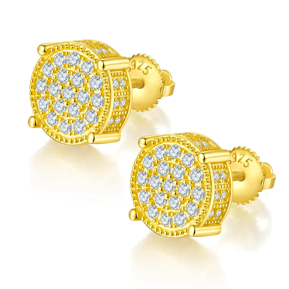 Iced Out Moissanite Diamond Stud Earrings.