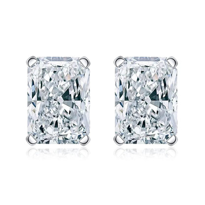 Radiant - Emerald Cut, Moissanite Stud Earrings. 2.0 Carat D VVS1.