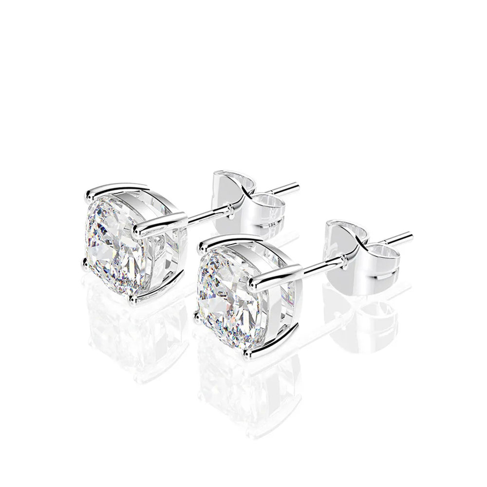 Cushion Cut. Moissanite Stud Earrings. 2.0 Carat D VVS1.