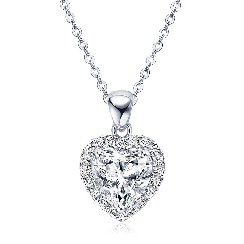 Heart-Shaped Moissanite Necklace For Women. 2.0 Carat.