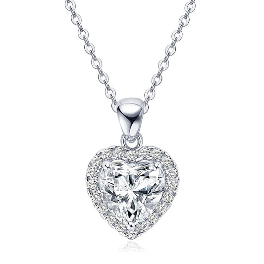 Heart-Shaped Moissanite Necklace For Women. 2.0 Carat.