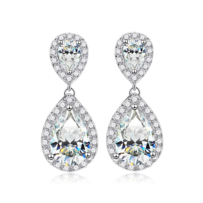 Luxury Moissanite Earrings. 4.17 Carat. All Moissanite Gemstones.