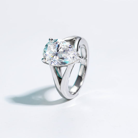 Water Drop Shaped. Luxury Moissanite Engagement Rings. 5.0 Carat.