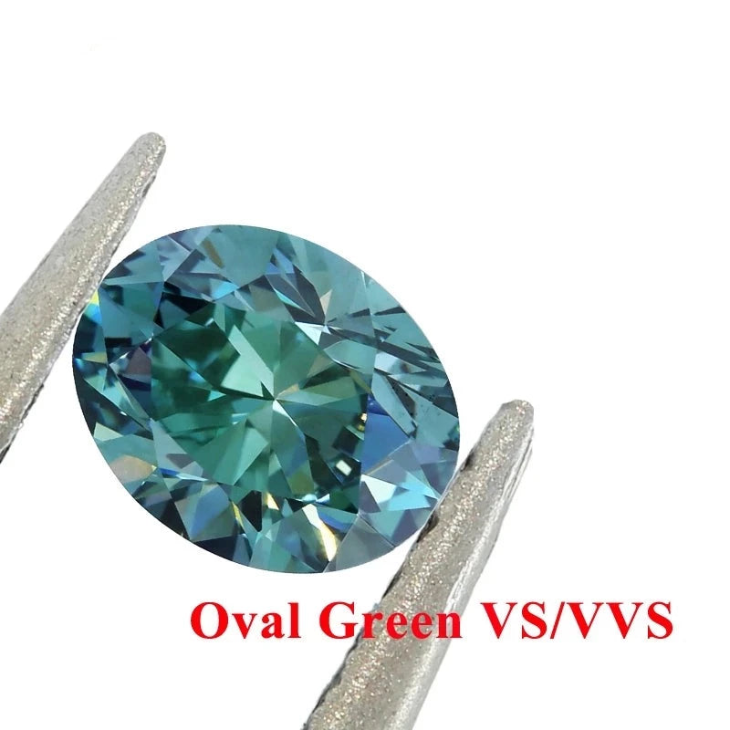 Loose Diamond. Fancy Intense Green. 1.0 Carat. Oval-Cut Lab-Grown Diamond.