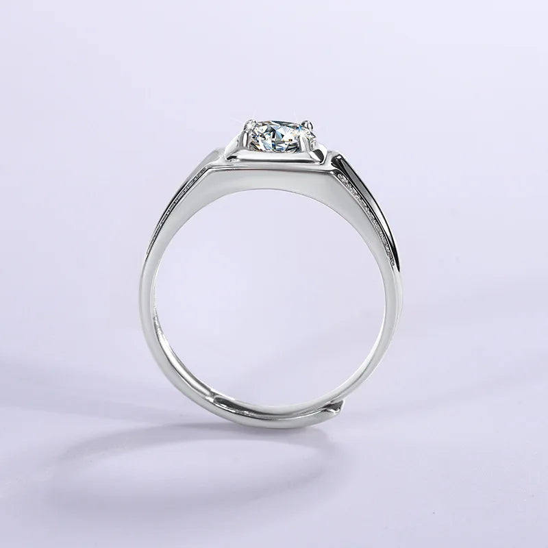 Adjustable Men's 1.0 Carat Colored Moissanite Gem Ring