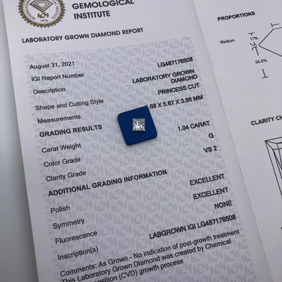 Loose Diamond. Princess Cut. 0.52 Carat E VS1. IGI Certificate.