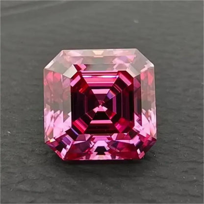 Colored Moissanite Gems. Pink Color. Asscher Cut. 1.0 To 5.0 Carat.