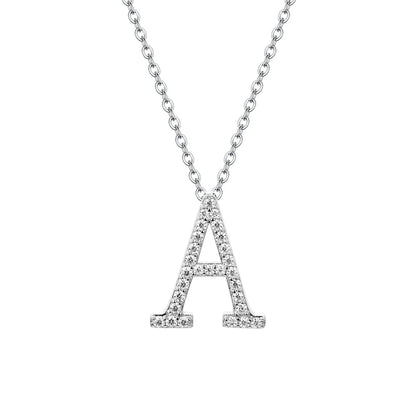 Moissanite Letters Necklace Pendant. 18K Gold Plated Jewelry.