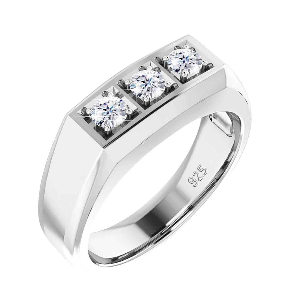 Premium 3 Stone Moissanite Ring | Unisex Style & Elegance
