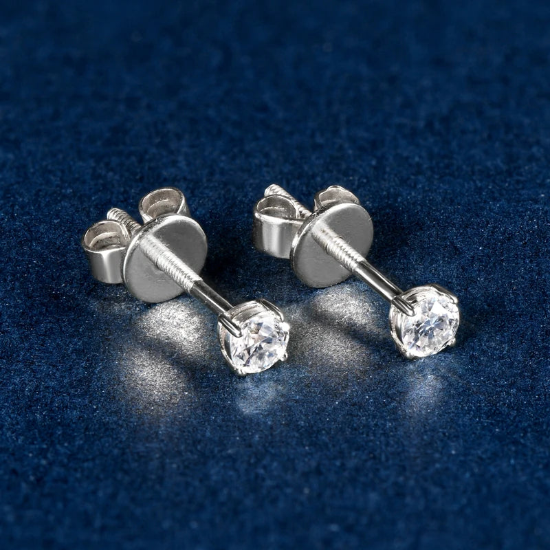 Gold Stud Earrings. 3mm Moissanite Earrings. 0.20 Carat.