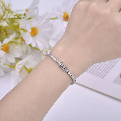 Luxury Moissanite Tennis Bracelets. D VVS1. 18K Yellow or White Gold Plated Silver.