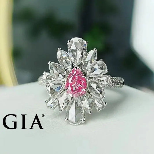 Light Pink Diamond Wedding Engagement Rings. Natural Diamond Rings.