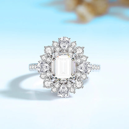 Luxury Moissanite Engagement Ring - 7*9mm 3.0 Carat Emerald Cut.
