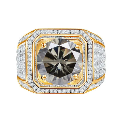 Luxury Colored Moissanite Men Rings. 1.0 - 2.0 Carat. 18K Gold Plated Silver.