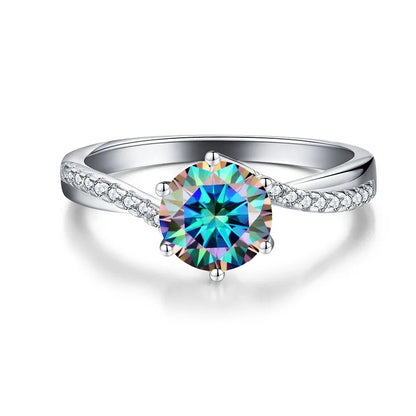 Colored Moissanite Engagement Rings. 1.0 Carat. Round Brilliant Cut.