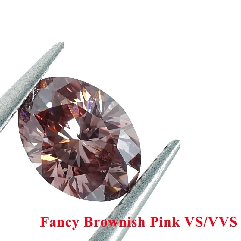 Loose Diamond. Fancy Brownish Pink. 1.0 Carat. VS. Lab-Grown Diamond.