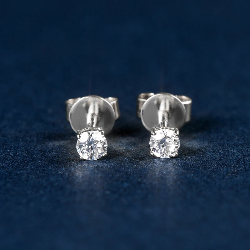 Gold Stud Earrings. 3mm Moissanite Earrings. 0.20 Carat.