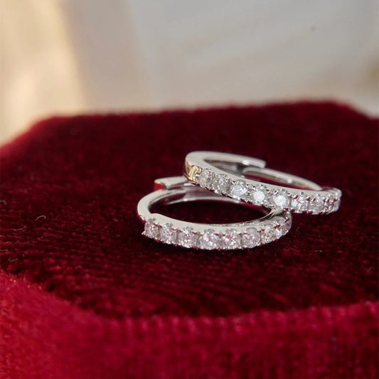 18Κ White Gold Diamond Hoop Earrings 6-10mm.