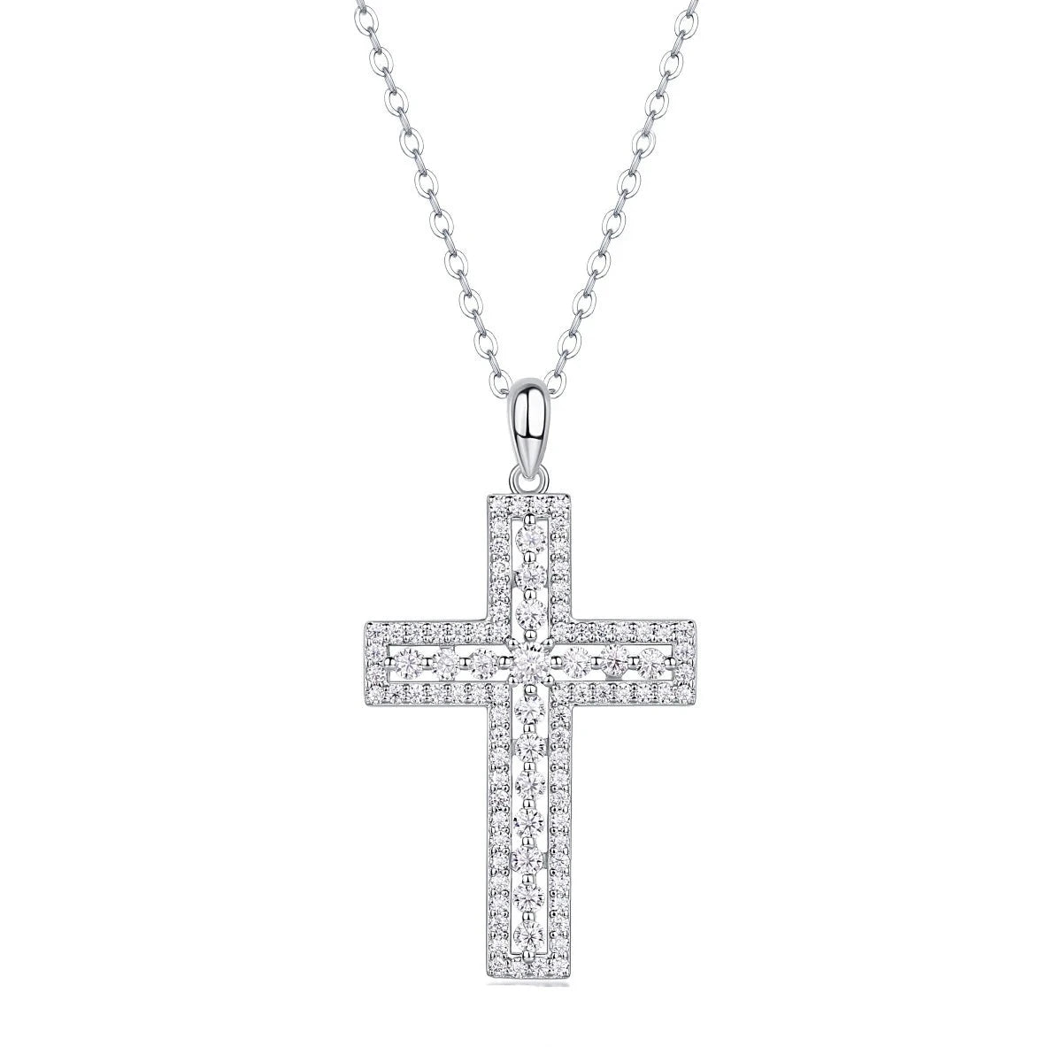 Moissanite Cross Necklace For Women. Elegant Moissanite Jewelry.