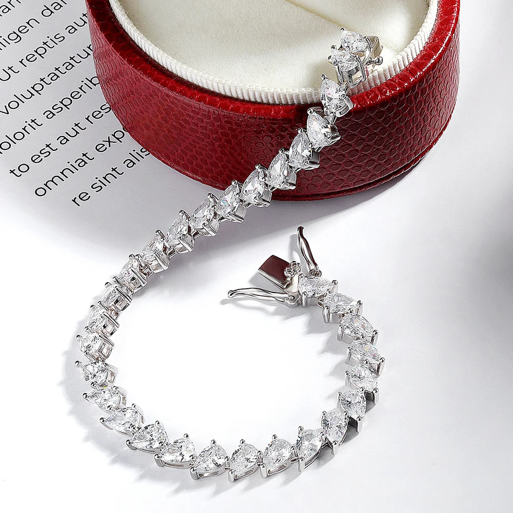 Buy a Moissanite Tennis Bracelet. 4*6mm Pear Cut Moissanite.