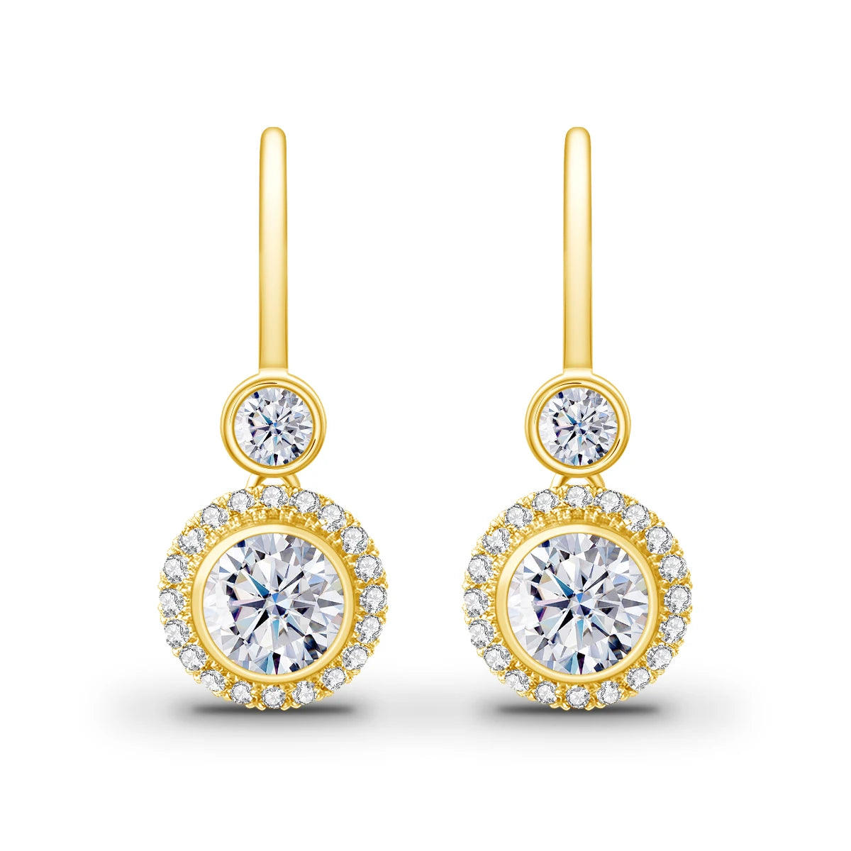 Women's Moissanite Drop Earrings, 2.40ct Total.