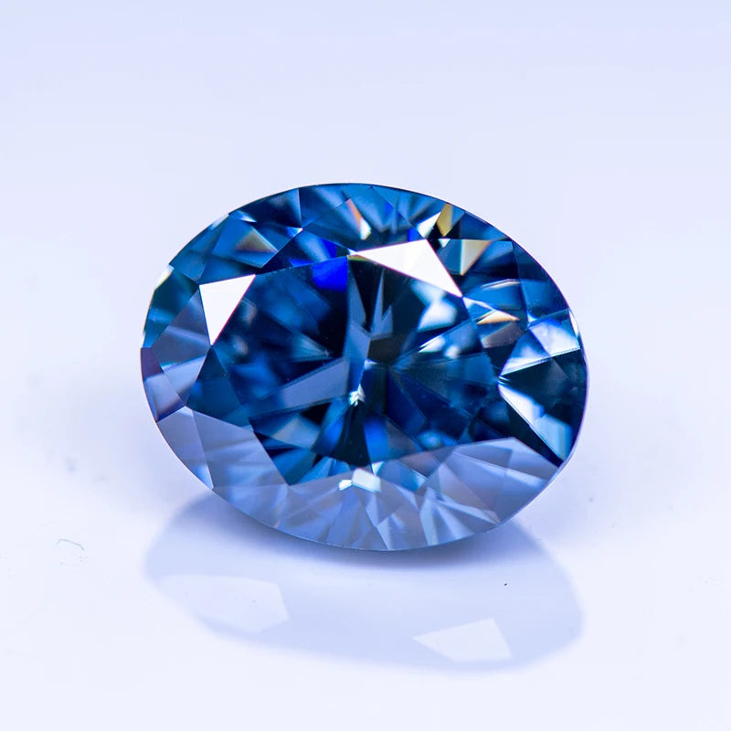 Loose Moissanite Stone. Royal Blue Color. Oval Cut. 1.0 To 5.0 Carat.