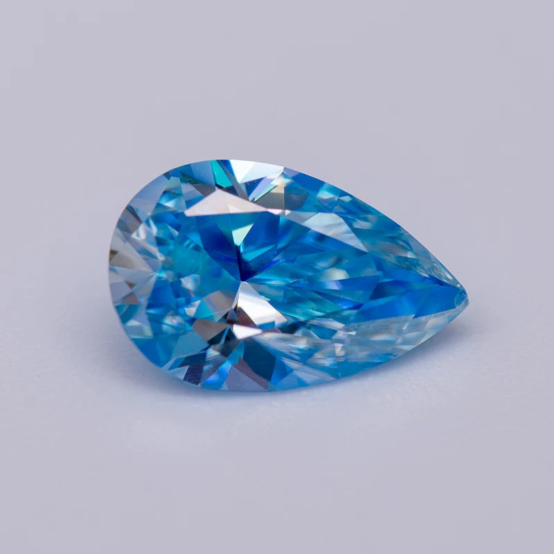 Moissanite Gems. Pear Cut. Ice Blue Color. 0.50 To 5.0 Carat.