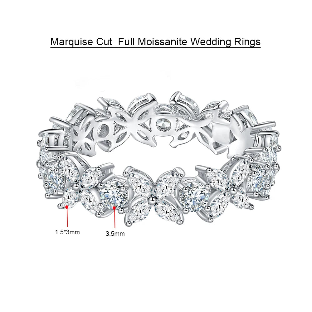 Eternity Rings. Marquise and Round Cutting Genuine Moissanite Rings.