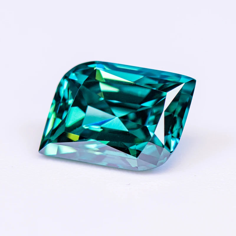 Loose Moissanite Gems. Leaf Cut. Emerald Green Color. 1.0 To 5.0 Carat.