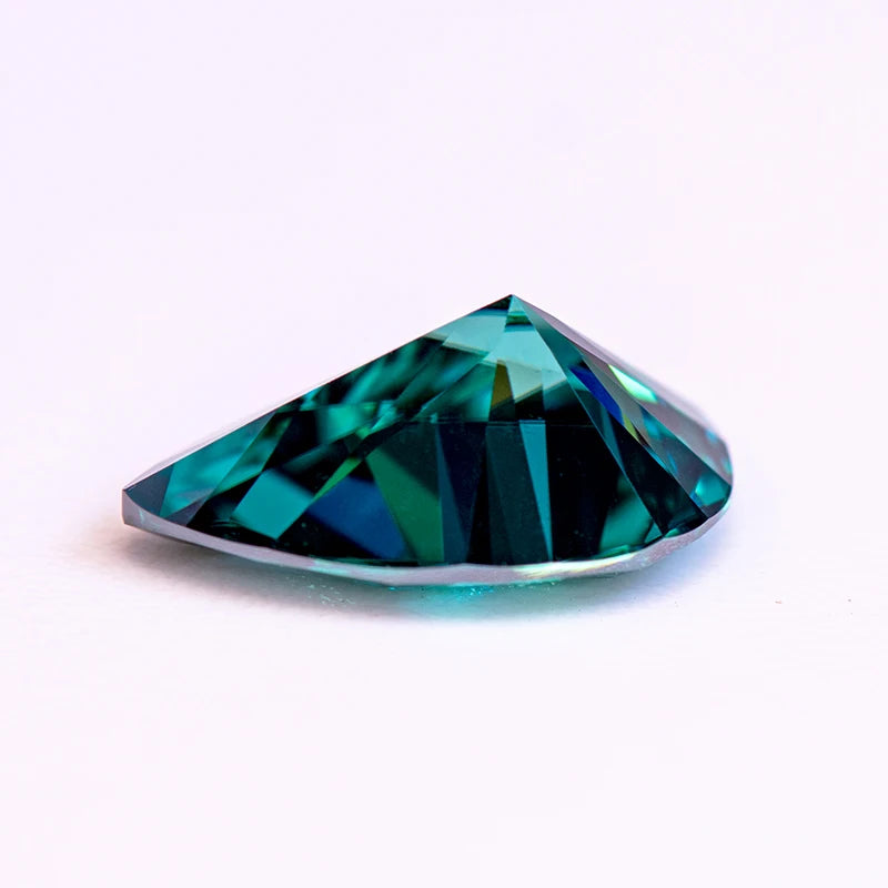 Loose Moissanite. Emerald Green Color. Pear Cut. 1.0 To 5.0 Carat.
