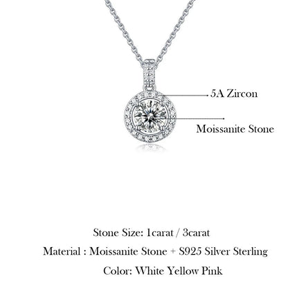 Colored Moissanite Pendant Necklaces. 1.0 To 3.0 Carat.